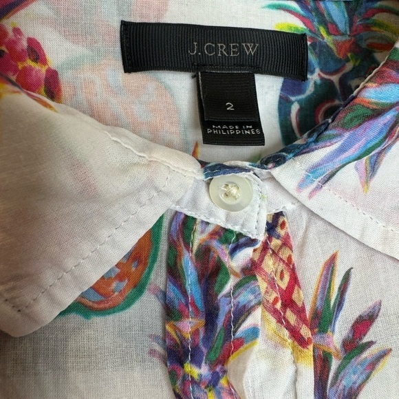 J. Crew ananas printed popover blouse size 2 - Picture 2 of 7